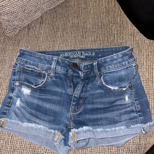 American Eagle Outfitters Distressed Blue Jean Shorts